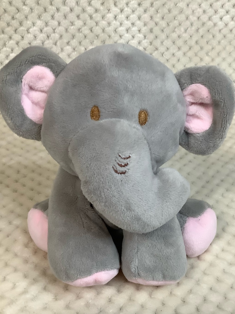 Kellytoy Gray & Pink Plush Elephant Crinkle Ears Rattle Inside Stuffed Animal